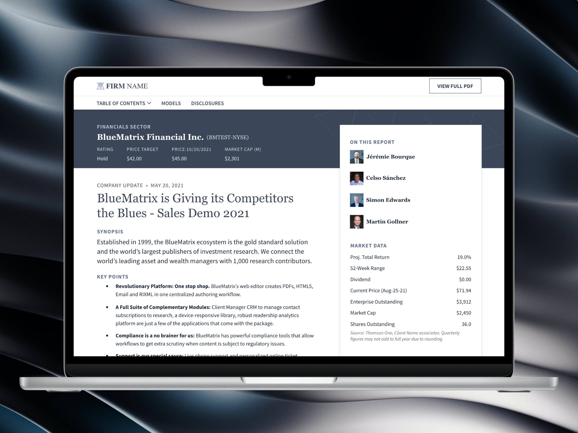 Financial research report templates